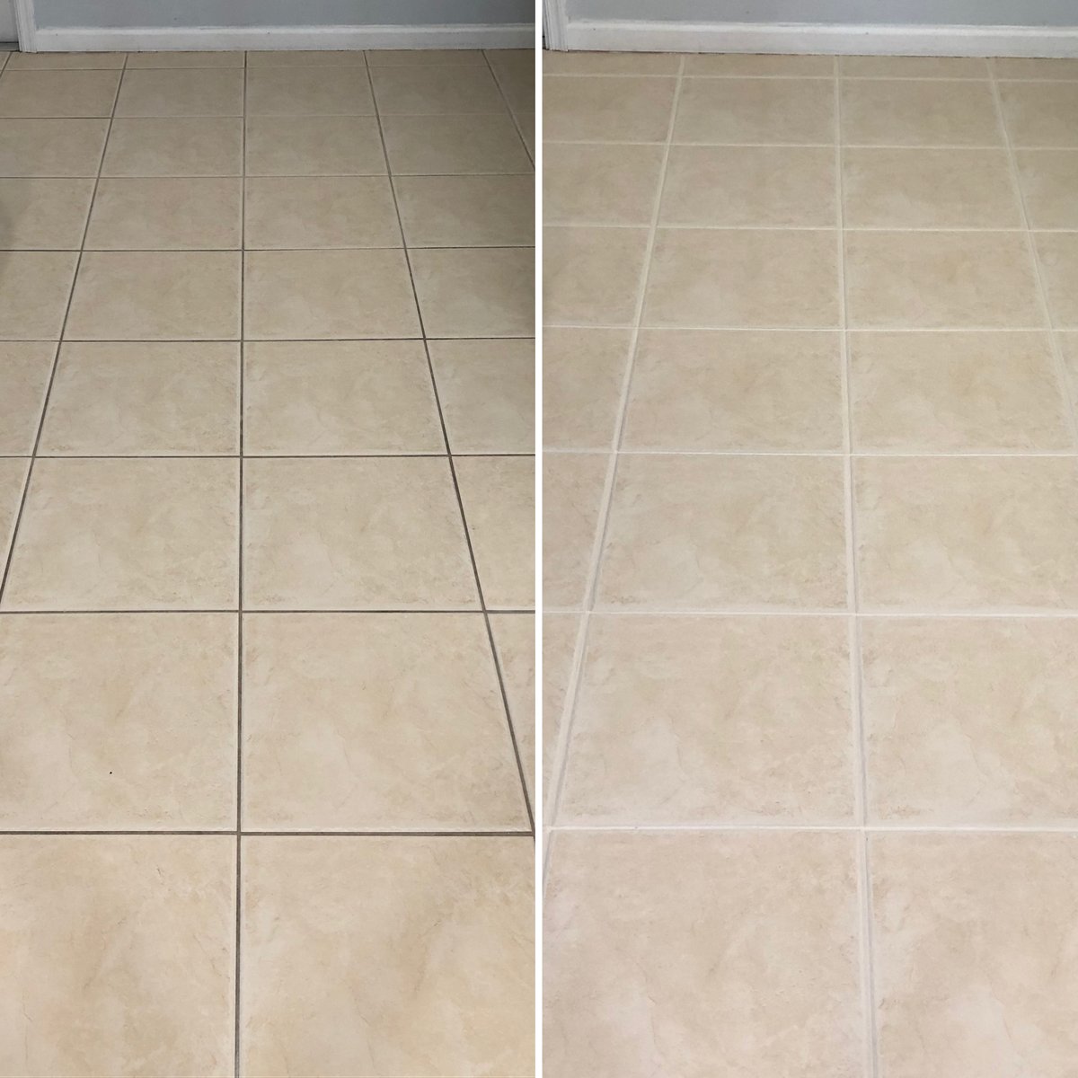 Color grout sealing before and after transformation